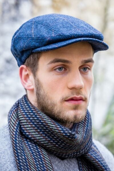 Kerry Peak Cap Blue Herringbone Col: 34