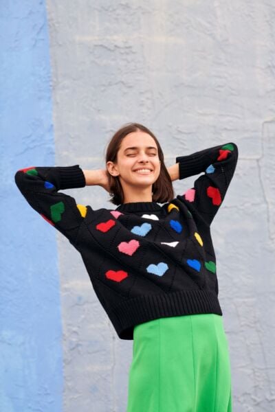 100% Fine Merino Wool Love Sweater Multicolour 