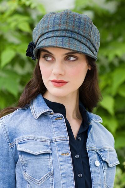 Newsboy Cap Green / Blue / Brown Check Col: 782