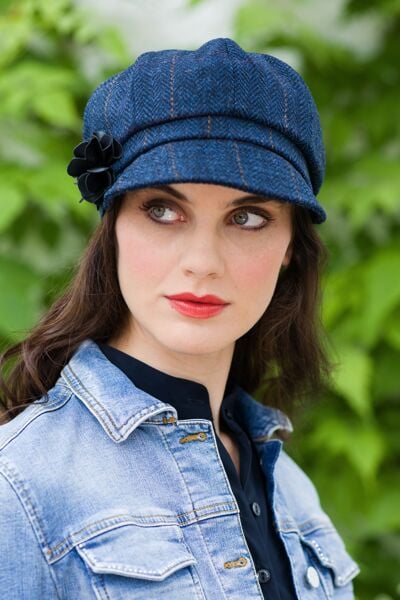 Newsboy Cap Navy Herringbone col.34