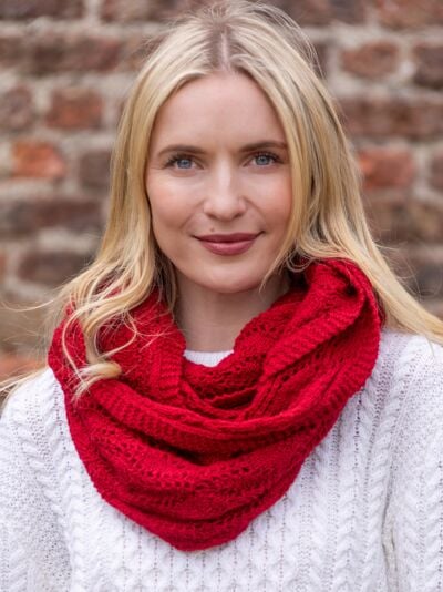 Super Soft merino Wool Infinity scarf  red