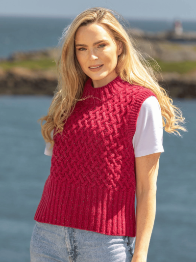 Trellis Crop Vest Bramble Red