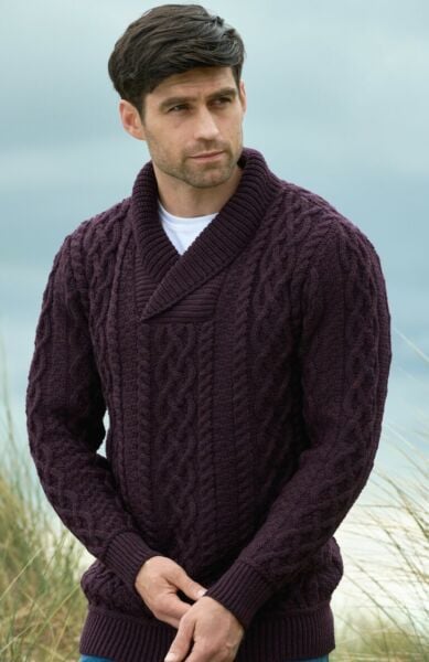 Merino Shawl Neck Damson