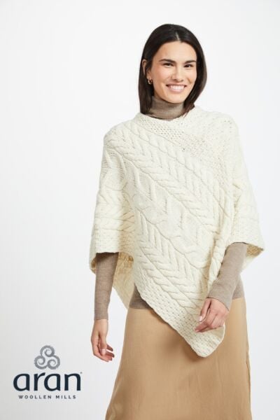 Aran Super Soft Poncho Natural