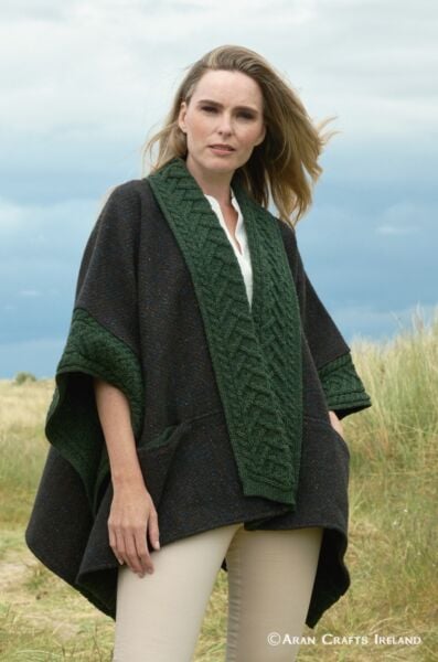 Ladies Tweed Cape Green