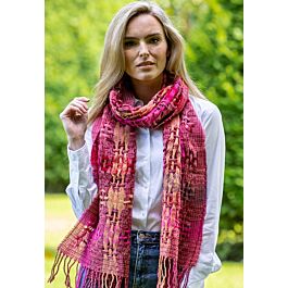 Women’s Celtic Open Weave Wool Scarf Pink | The Sweater Shop