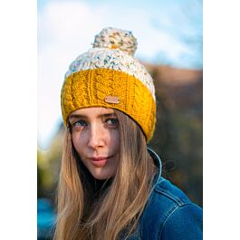 ladies yellow bobble hat